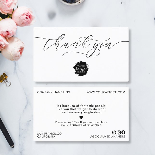 Minimalistisk Tack Script Heart Small Branding Visitkort (Skapare uppladdad)
