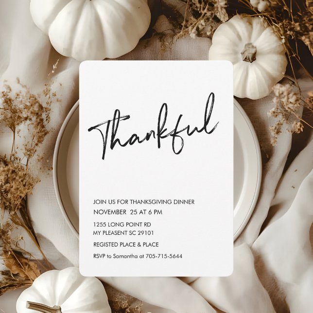 Minimalistisk, tacksam Thanksgiving-middag Inbjudningar (Skapare uppladdad)