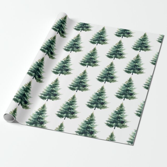 Minimalistisk tallträd grön jul firande presentpapper (Utrullad)
