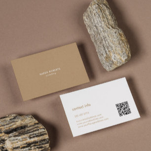 Minimalistisk Tan Linen White Typography Visitkort