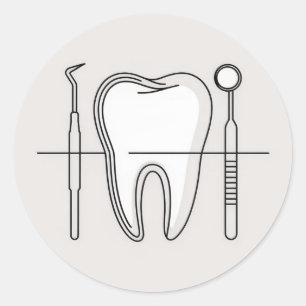 Minimalistisk tandhygienist klassisk rund dekal runt klistermärke