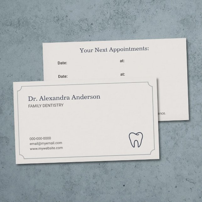 Minimalistisk tandläkarbokningskort visitkort (Minimalist Dentist Appointment Card)