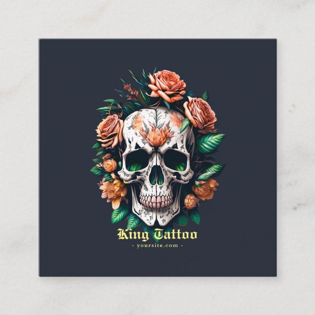 Minimalistisk tattoartist fyrkantigt visitkort (Framsida)