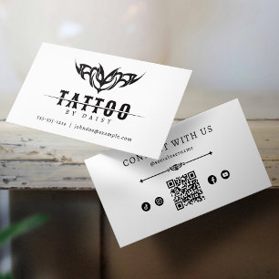 Minimalistisk tatueringskonstnär QR-kod Sociala Me Visitkort