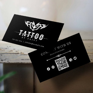 Minimalistisk tatueringskonstnär Social Media QR-k Visitkort