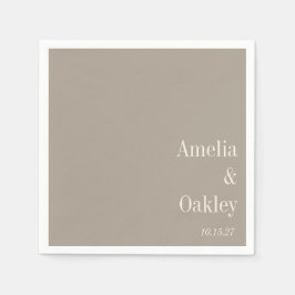 Minimalistisk Taupe Brown Elegant bröllop Anpassni Pappersservett