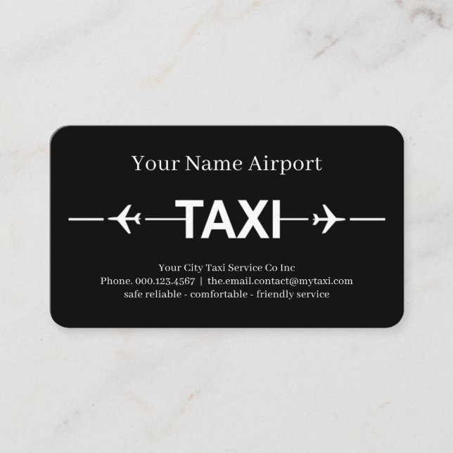 Minimalistisk Taxi Flygplansstartbaneskyltning Visitkort (Framsida)