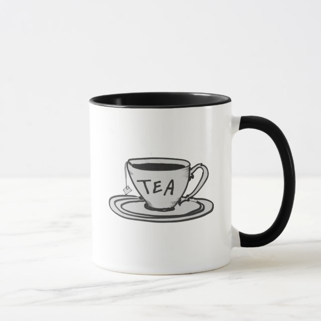 Minimalistisk tea Älskare Teckning Mugg (Höger)