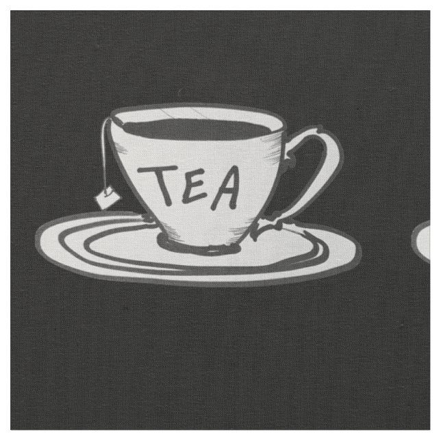 Minimalistisk tea Älskare Teckning Tyg (Närbild)