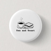 Minimalistisk Tea och Toast Handritad Linjekonst