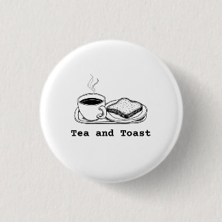 Minimalistisk Tea och Toast Handritad Linjekonst Knapp