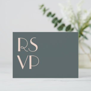 Minimalistisk Teal Art Deco Bröllop RSVP QR-kod OSA Kort