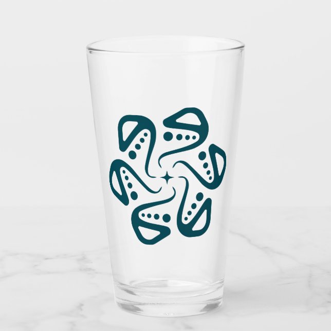 Minimalistisk teal bläckfisk tentakel mandala kons glaskopp (Framsida)