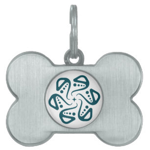Minimalistisk teal bläckfisk tentakel mandala kons ID-bricka husdjur