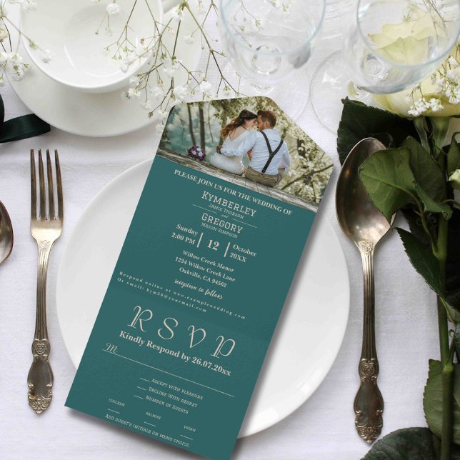 Minimalistisk Teal Elfenbensvit Text Foto Webbplat (Skapare uppladdad)