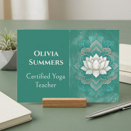 Minimalistisk Teal Helig Lotus Yoga Reiki Instrukt Visitkort