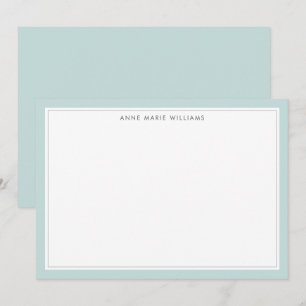 Minimalistisk Teal Två Kant Namn Notkort Anteckningskort