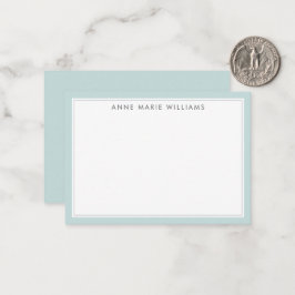 Minimalistisk Teal Två Kant Namn Notkort Anteckningskort