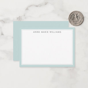 Minimalistisk Teal Två Kant Namn Notkort Anteckningskort