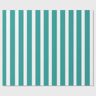 Minimalistisk teal & vit vertikala ränder presentpapper