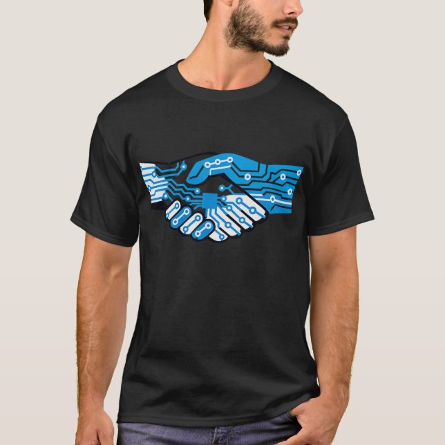 Minimalistisk Tech Handskakning Kretskort IT T-Shi T Shirt (Framsida)