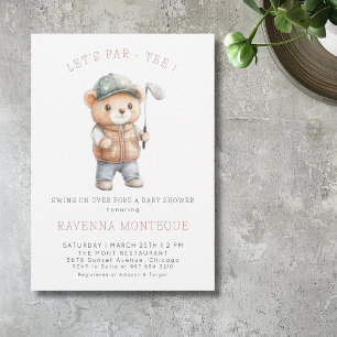 Minimalistisk Teddy Golf Låter Par-Tee Baby Shower Inbjudningar