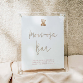Minimalistisk Teddybjörn Baby Shower Momosa Bar Poster