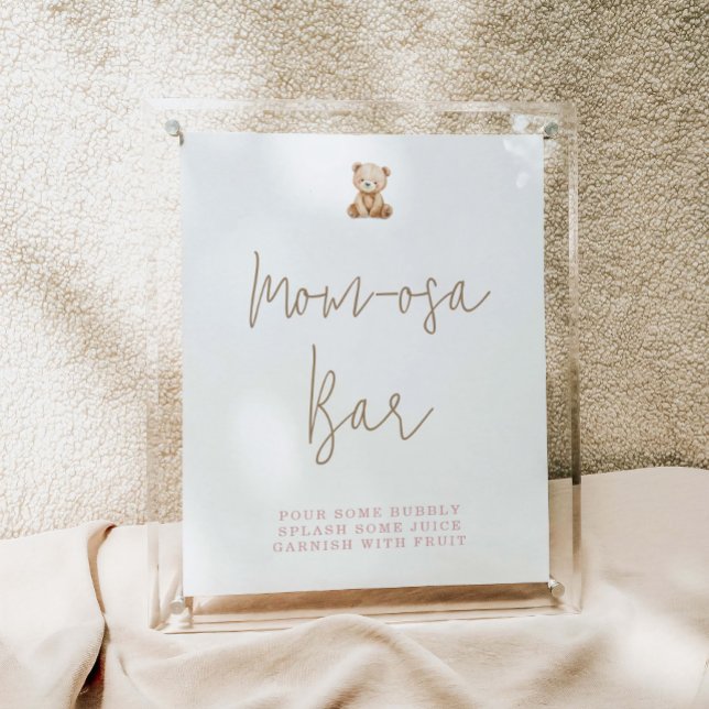 Minimalistisk Teddybjörn Baby Shower Momosa Bar Poster (Skapare uppladdad)