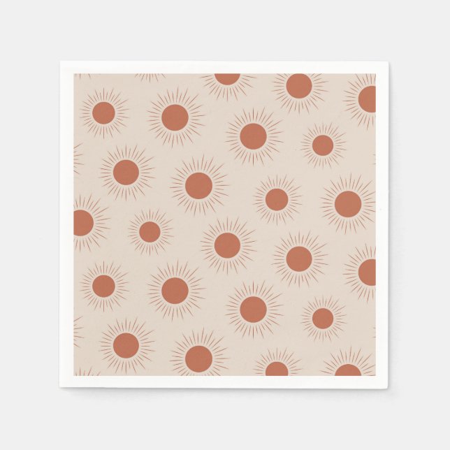 Minimalistisk Terracotta Abstrakt Boho sol mönster Pappersservett (Framsidan)