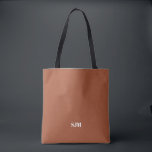 Minimalistisk terracotta anpassningsbar monogram i tygkasse<br><div class="desc">Minimalistisk elegant enkel modern terracotta och vit Anpassningsbar monogram initialer namn personlig solid blank färg Tote Bag</div>