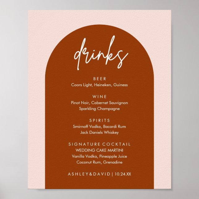 Minimalistisk Terracotta Arch Bröllop Drinks Pub M Poster (Framsidan)