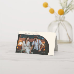 Minimalistisk Terracotta Arch Photo Bröllop Guest Placeringskort