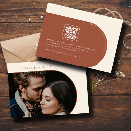 Minimalistisk Terracotta Arch Photo QR & Wedd webb Tilläggskort