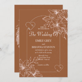 Minimalistisk terracotta boho Brnt Orange Bröllop Inbjudningar