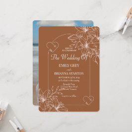 Minimalistisk terracotta boho Brnt Orange Bröllop Inbjudningar