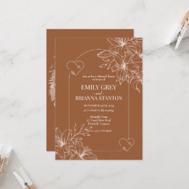 Minimalistisk terracotta boho Brnt Rehearsal Midda Inbjudningar