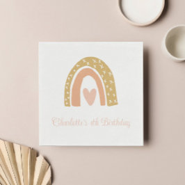 Minimalistisk Terracotta Boho Rainbow Födelsedagsf Pappersservett