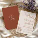 Minimalistisk terracotta Bränn Orange Boho Bröllop Inbjudningar<br><div class="desc">Minimalistisk Terracotta Brände Orange Boho bröllopsinbjudan. Monogram längst bak.</div>
