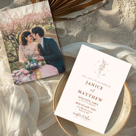 Minimalistisk terracotta Bränn Orange Boho Bröllop Inbjudningar