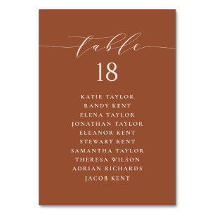 Minimalistisk terracotta Bröllop-plan Bordsnummer