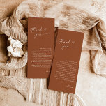 Minimalistisk Terracotta Bröllop Tackkort<br><div class="desc">Den här vackra Tackkortet i Bröllop har en handskriven kalligrafi med en minimalistisk modern layout - en perfekt accent för din bröllop eller speciella händelse. Använda det här tackkortet för alla tillfälle, vare sig det är din bröllop, möhippa eller babydusch, förlovningsfest, pension party... spelar ingen roll du vill ha! Redigera...</div>