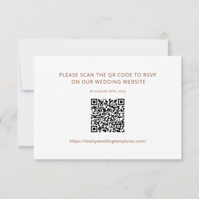 Minimalistisk Terracotta Bröllops RSVP QR-kod Kort (Baksida)