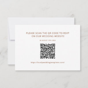 Minimalistisk Terracotta Bröllops RSVP QR-kod Kort