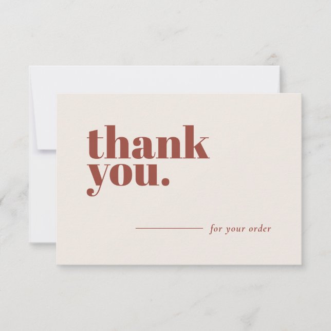 Minimalistisk Terracotta Business Stationery-kund Tack Kort (Framsida)