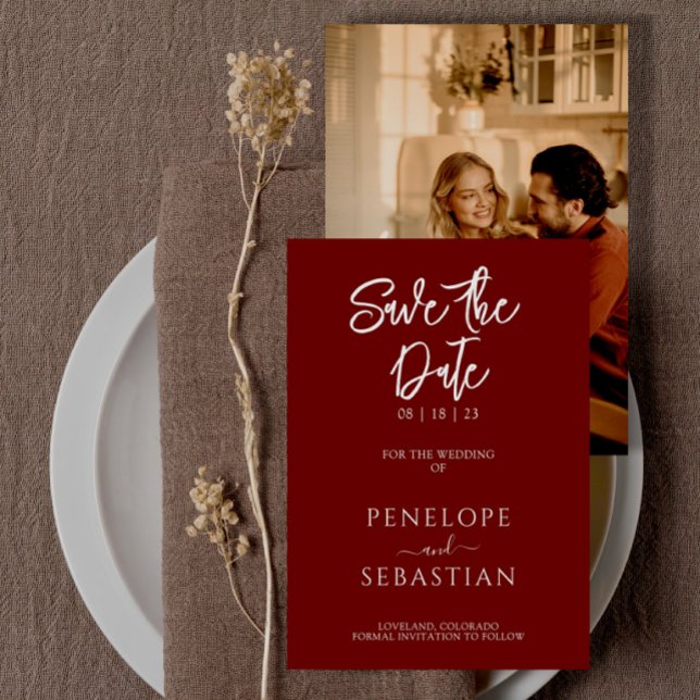 Minimalistisk terracotta Modern Boho Photo Bröllop Spara Datumet (Skapare uppladdad)