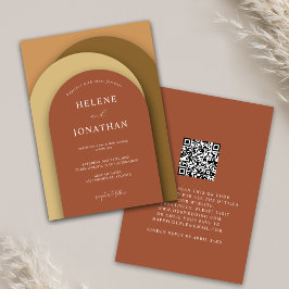 Minimalistisk terracotta Modern QR-kod Bröllop Inbjudningar