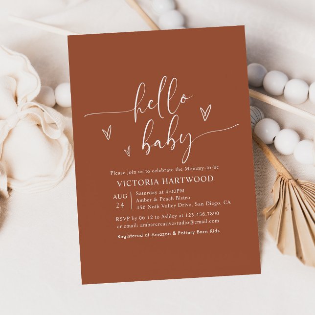 Minimalistisk terracotta Neutral Baby Shower Inbjudningar (Skapare uppladdad)