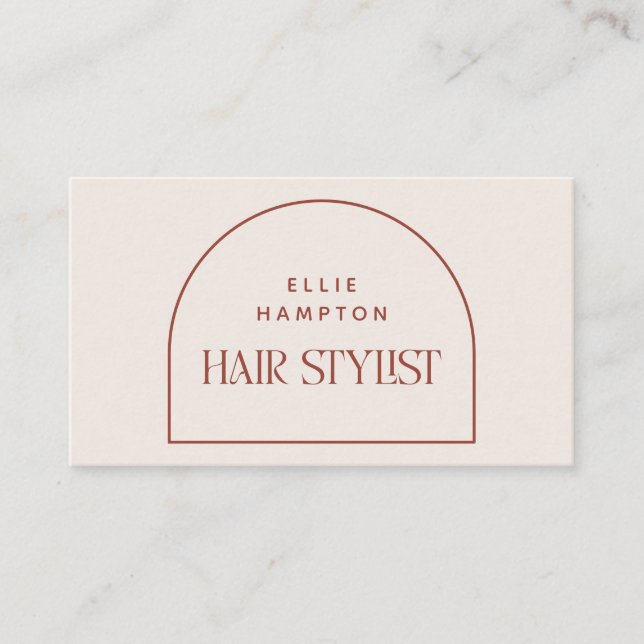 Minimalistisk terracotta och Cream Arch Hair Styli Visitkort (Framsida)