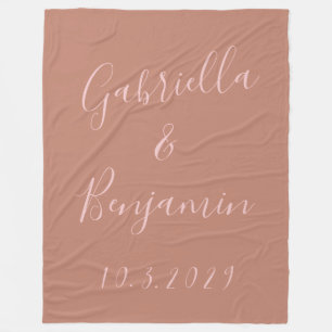 Minimalistisk Terracotta Personlig Namn Bröllop Fleecefilt