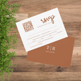 Minimalistisk terracotta QR-kod Bröllop OSA Kort